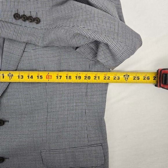 Ralph Lauren Mens 44R Wool Houndstooth Blazer Sport Coat Grey Jacket - Picture 9 of 9